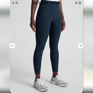 Beyond Space Dye Out Of Pocket Midi Leggings Navy